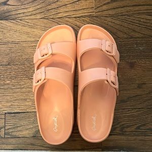Coral double buckle sandals